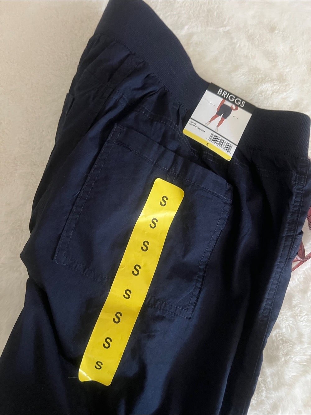 NWT Briggs Navy Elastic-Waist Bermuda Shorts with Roll-Cuff with pocket size S - Picture 12 of 16